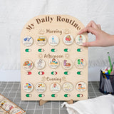 Daily Routine Chart for Kids, Visual Schedule, Routine Chart for Toddlers 3-5, Morning Bedtime Routine Chart for Toddlers, Wooden Chore Chart for Kids - Front View