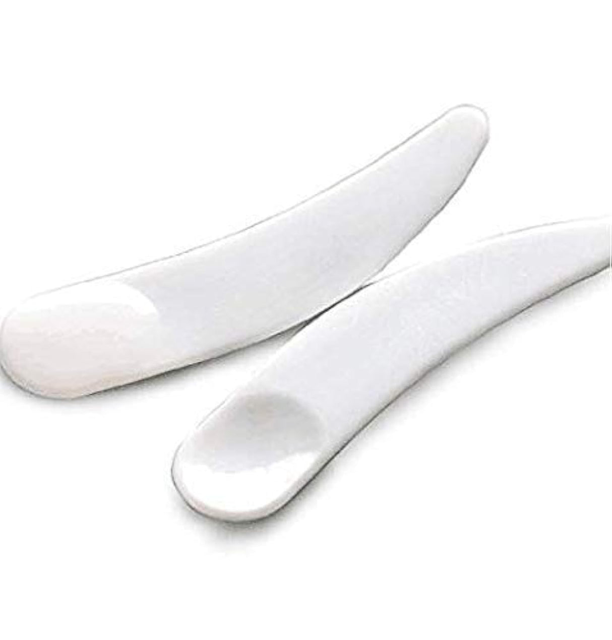 100PCS Disposable Mini Curved Cosmetic Spatula Scoop Makeup Mask Spatula Plastic Spoon,Small Makeup Scoop for Mixing and Sampling.