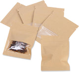 100Pcs 7×9cm Sealable Kraft Paper Bag with Transparent Window, 2.7×3.5'' Seed Coin Envelope Bags for Flower Vegetable Food Seeds Storage, Coffee Bags, Business Sample Bag - Top-Down View