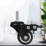 4Pcs 1.5 Inch Heavy Duty Caster Wheels Swivel Casters with Brake and M8 Threaded Stem, Loading 50kg/110lbs Black Rubber - Top-Down View
