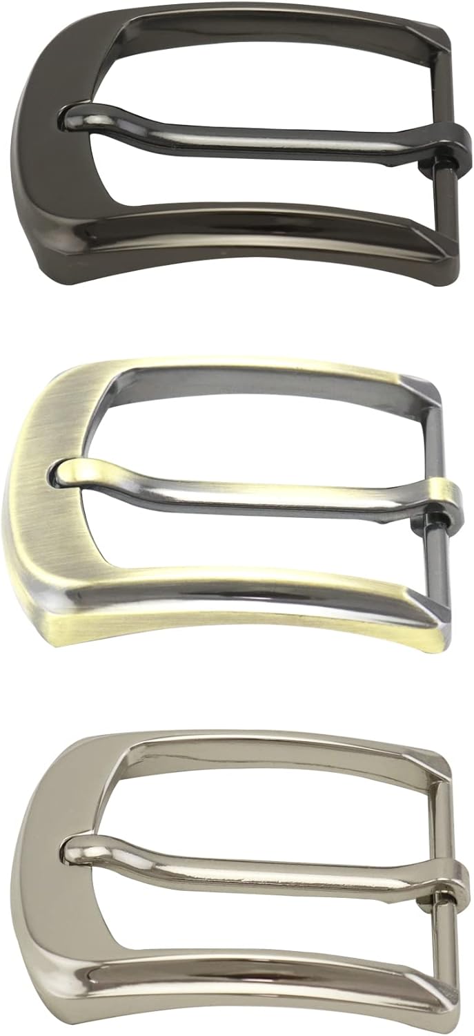 Classic Belt Buckles Set, 3 Pack Metal Belt Buckle 38-40 mm (1.5"-1.6") Single Prong Square Replacement Belt Buckle for Men Women Belt (Silver, Bronze, Gray)
