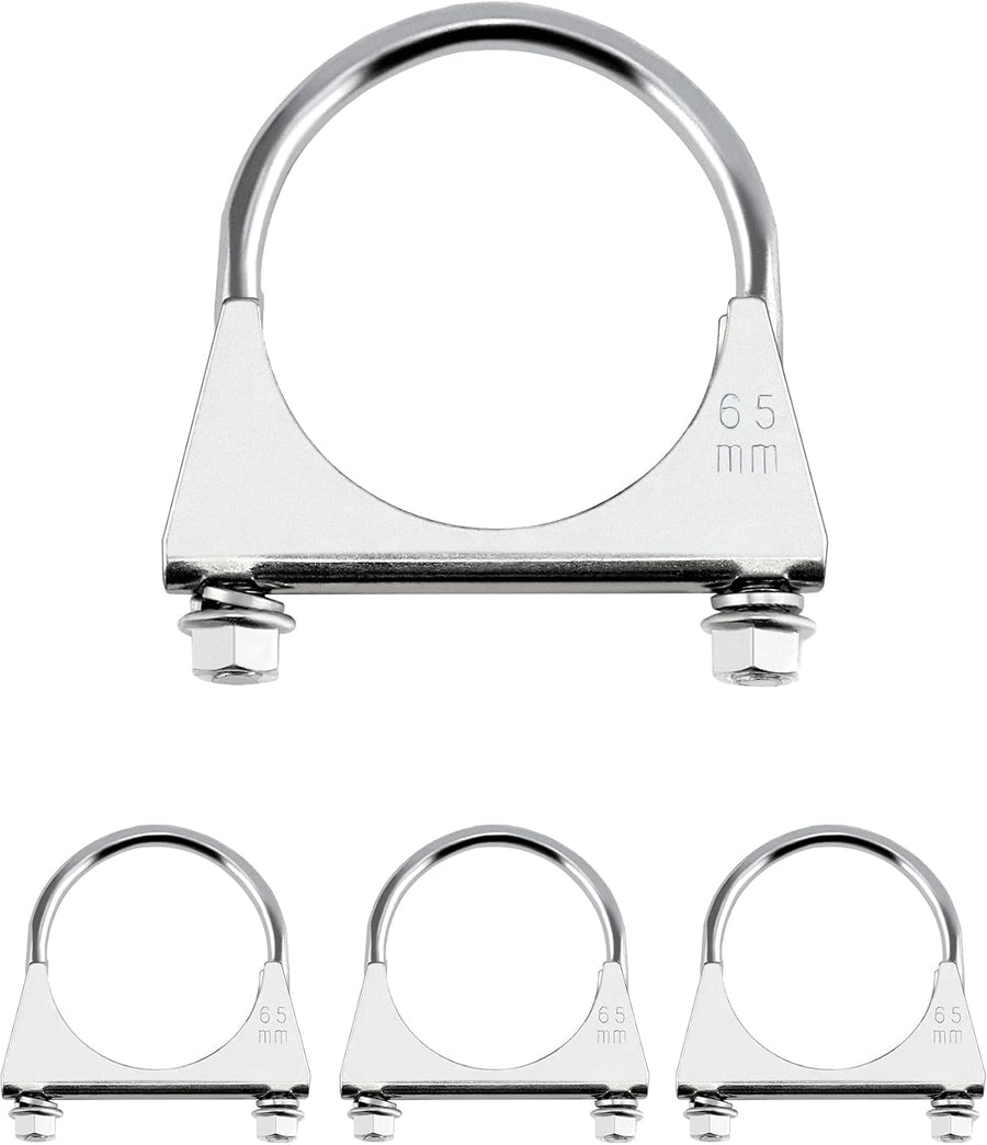 Stainless Steel U-Bolt Muffler/Exhaust Clamp (2.5" Diameter), 4 Pack U-Bolt Muffler Tip Exhaust Hook