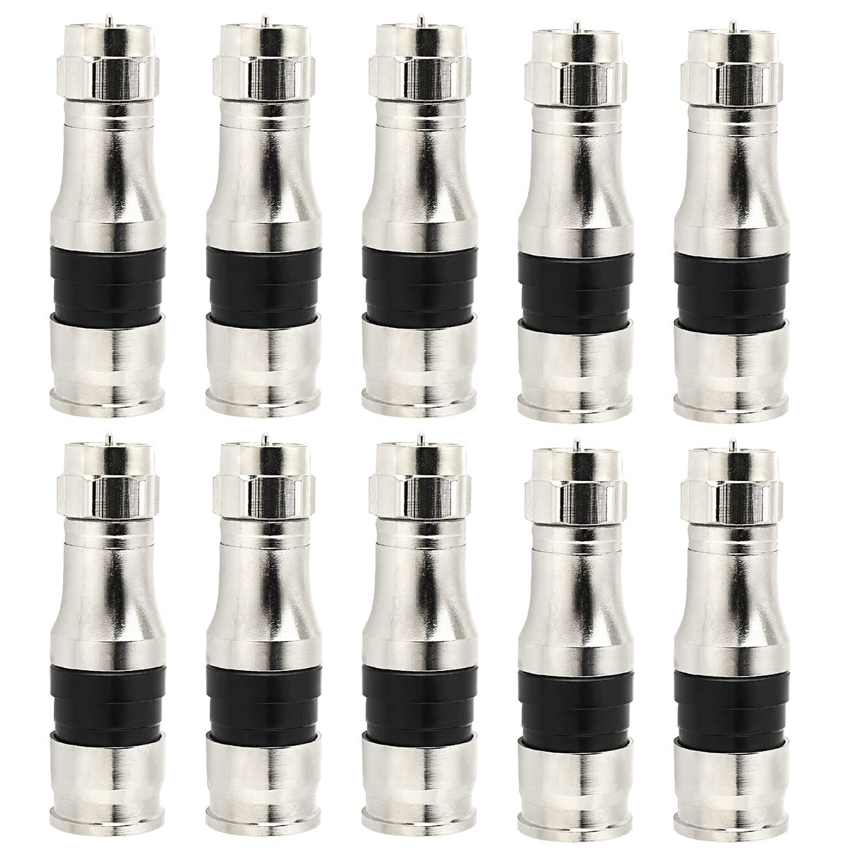 RG11 Connectors 10 Pack,F Type Connectors,RG11 Coax Cable Compression Fitting with Weather Seal O Ring