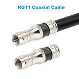 RG11 Connectors 10 Pack,F Type Connectors,RG11 Coax Cable Compression Fitting with Weather Seal O Ring - Side View