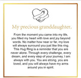 Hug Ring For Granddaughter, Silver Ring For Women With “Always With You” Adjustable And Non Tarnish Minimalist Birthday Jewelry Gift - Front View