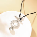 Silver Necklaces For Women, Double Layer Rope Chain Silvery Circular And Spherical Pendants Geometric Minimalist Style Jewelry Gift