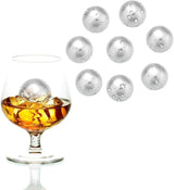 6Pcs Stainless Steel Ice Cubes Cooling Ball Whiskey Stones Reusable Metal Ice Cubes for Whiskey, Bourbon, Scotch, Vodka, Liqueurs, Beer Wine, Whiskey Rocks Chilling Stones. - Side View