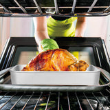 Broiler Pan for Oven, Rectangular Tray Deepened Kitchen Bakeware Rack Roaster Refrigerated Crisper Chassis Grid Roasting Pans Cookie Nonstick Cake Pastry with Grill Set (10.43x8.07x1.96 Inch)