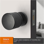 [Special for Invisible Doors] Black Minimalist Invisible Door Lock Hidden Single-Sided Handle Secret Room Secret Door Background Wall Lock(Black)
