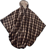 Wheelchair Blanket Adult Fleece-Lined Cape with Hood, Winter Poncho Coat for Women and Men, Warm Blanket