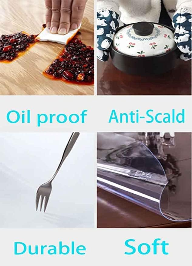 Clear Plastic Tablecloth Protector Round Table Transparent Cover Vinyl Table Cloth for Kitchen and Home Table (22 inch Diameter,2.0mm Thick)