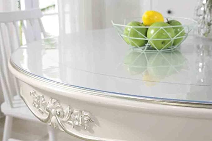 Clear Plastic Tablecloth Protector Round Table Transparent Cover Vinyl Table Cloth for Kitchen and Home Table (22 inch Diameter,2.0mm Thick)