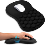 Ergonomic Mouse Pad with Wrist Rest, Dual-Slope Design for Pain Relief- Large 12x8 Inch Size with Reinforced Memory Foam & Non-Slip Base for Office Desk/Gaming (Black)