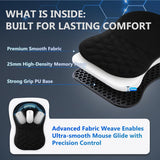 Ergonomic Mouse Pad with Wrist Rest, Dual-Slope Design for Pain Relief- Large 12x8 Inch Size with Reinforced Memory Foam & Non-Slip Base for Office Desk/Gaming (Black) - Top-Down View