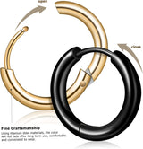 Healifty 15 Pairs Titanium Steel Hoop Earrings for Men Multi Multi Color Gold Silver Black Fashionable Circle Piercing Jewelry for Daily Wear Parties and Gifts - Front View