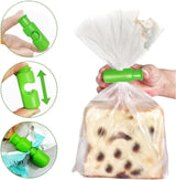 New Squeeze Clips for Chips & Other Food Bags - Grip Sticks & Sealers - Snack Closure - Plastic Sealing Clip for Bread - Colorful 12PC - Top-Down View