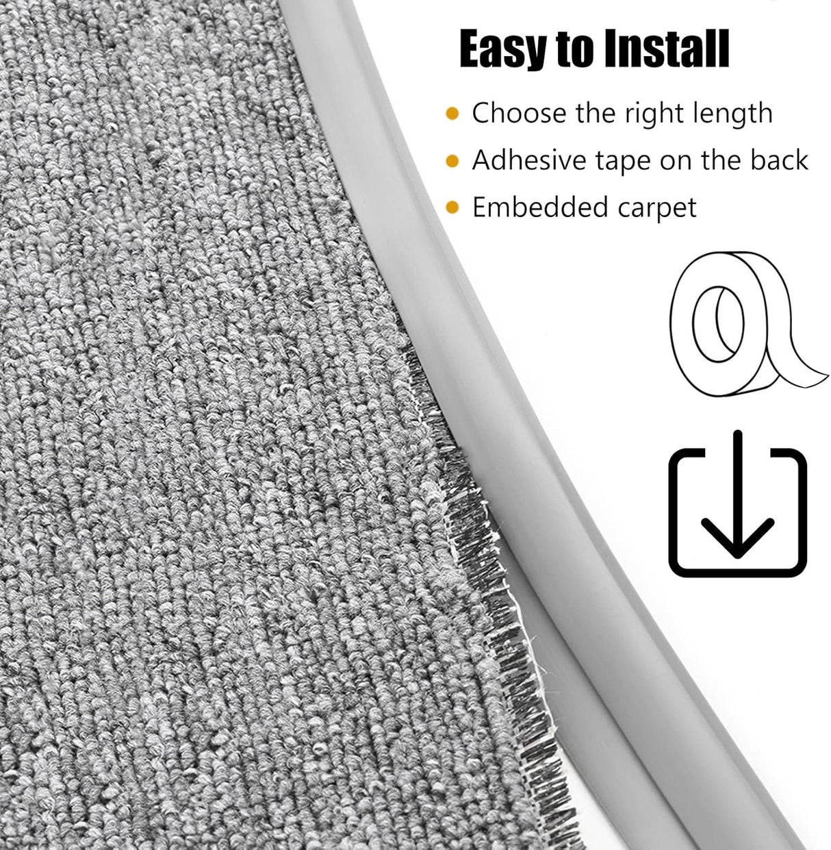 Carpet Edge Binding Trim, Self Adhesive Grey Floor Transition Strip/Rugs Edging Bar for Indoor Doormat Protect, Flexible PVC Seal Molding for Robot Vacuum Cleaner (1050cm (34.4ft))