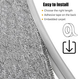 Carpet Edge Binding Trim, Self Adhesive Grey Floor Transition Strip/Rugs Edging Bar for Indoor Doormat Protect, Flexible PVC Seal Molding for Robot Vacuum Cleaner (1050cm (34.4ft)) - Top-Down View