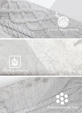 Women Knitted Slipper Socks Cozy Sherpa Fuzzy Non Slip Winter Indoor Double Layer Bedroom Grey Medium Wide