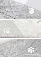 Women Knitted Slipper Socks Cozy Sherpa Fuzzy Non Slip Winter Indoor Double Layer Bedroom Grey Medium Wide - Side View