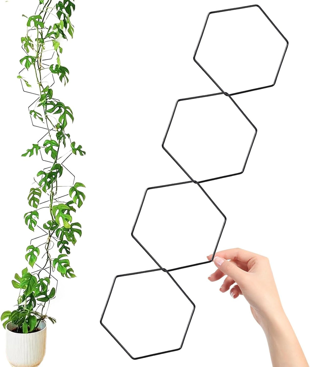 10/18 Pcs Metal Chain Trellis for Climbing Plants with Wall Hooks Wall Hanging Trellis Plant Vine Support for Indoor Outdoor Garden Pothos Ivy (90in)