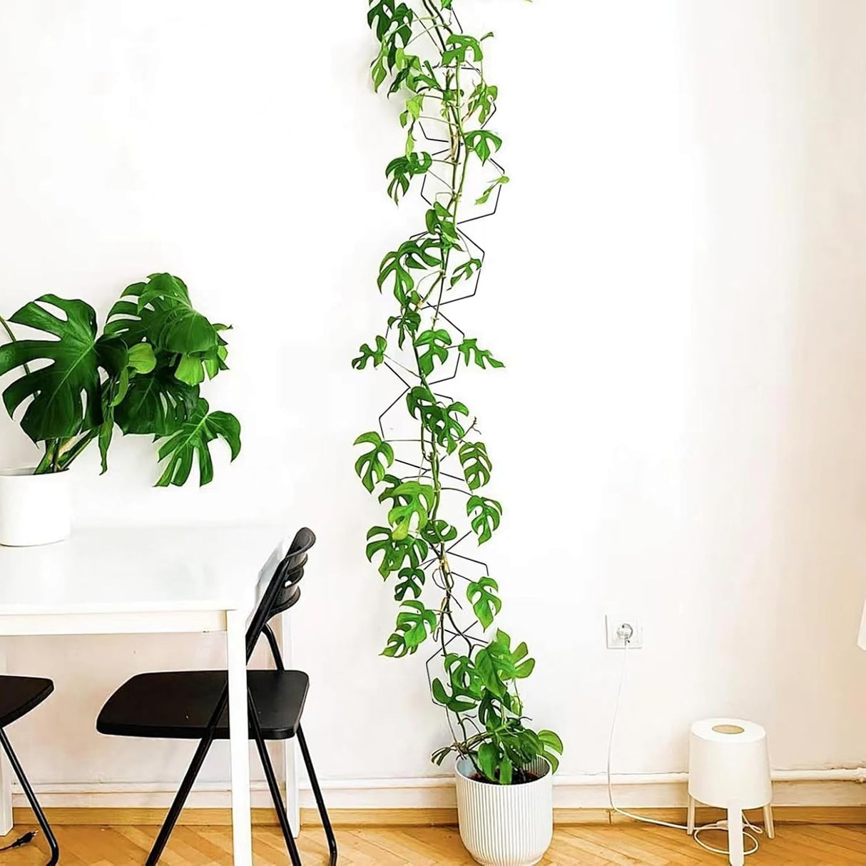 10/18 Pcs Metal Chain Trellis for Climbing Plants with Wall Hooks Wall Hanging Trellis Plant Vine Support for Indoor Outdoor Garden Pothos Ivy (90in)