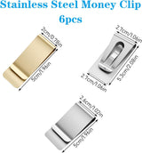 6 Pack Stainless Steel Money Clip Metal Cash Holder Credit Business Pocket Wallet Small Men's Slim Clips Card - Front View