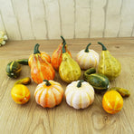 12 Pcs Artificial Pumpkins and Gourds Set, Small Faux Foam Pumpkins Artificial Vegetables for Halloween Fall Thanksgiving Party Table Decoration Supply (12pcs)