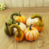 12 Pcs Artificial Pumpkins and Gourds Set, Small Faux Foam Pumpkins Artificial Vegetables for Halloween Fall Thanksgiving Party Table Decoration Supply (12pcs) - Top-Down View