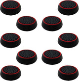 10Pcs Analog Controller Thumb Stick Grip Thumbstick Cap Cover for PS3/PS4/PS5 Controller - Black Background with Red Circle