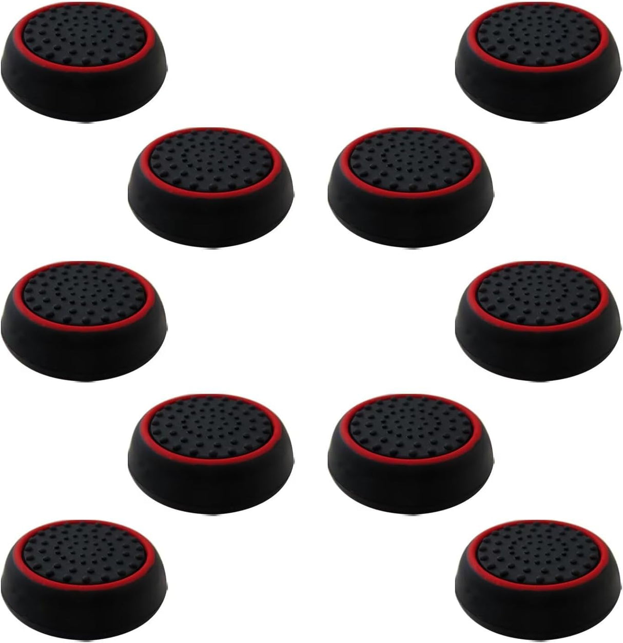 10Pcs Analog Controller Thumb Stick Grip Thumbstick Cap Cover for PS3/PS4/PS5 Controller - Black Background with Red Circle