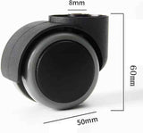 Office Chair Casters Wheels - Set of 5, Universal, Rodless, Silent, Easy Install, Metal, Swivel - Front View