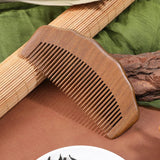 Wooden Comb for Women Hair Growth, Labor Comb for Pain Natural Wide Tooth for Curly Portable Scalp Massage Combs Sandalwood Combs for Curly, Thick, Wavy Hair with Gift Bag - Top-Down View