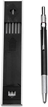 2.0mm Mechanical Pencil Lead Pencil for Draft Drawing Carpenter Crafting Art Sketching with 12 Pcs Refill - Black