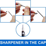 2.0mm Mechanical Pencil Lead Pencil for Draft Drawing Carpenter Crafting Art Sketching with 12 Pcs Refill - Black - Front View