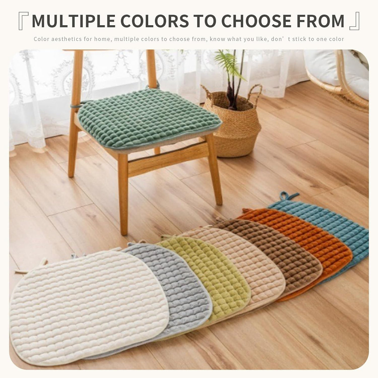 Set of 4 Chair Cushion with Ties for Dining Chairs [45x47cm] Non Slip Kitchen Dining Chair Pad and Seat Cushion with Machine Washable(@6)