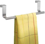 Stainless Steel Over The Cabinet Dish and Hand Towel Bar Holder Over Kitchen Drawer Door Towel Rack Hook Bathroom Towel Hanger 23 cm