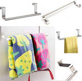 Stainless Steel Over The Cabinet Dish and Hand Towel Bar Holder Over Kitchen Drawer Door Towel Rack Hook Bathroom Towel Hanger 23 cm - Top-Down View