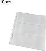 10 Sheets 3-Pocket Clear Paper Bill Holder Stamp Coin Collector Loose Leaf Sheet Collecting Album Page Random - Front View