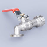 1000l tank tap with garden hose adapter, S60x6 IBC tap connection - Front View