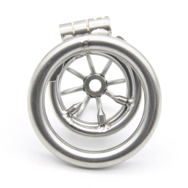 Stainless Steel Chastity Cage with Spikes, 40mm Size