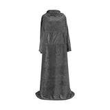 Portable Blanket with Sleeves Winter Soft Sherpa Weighted Blanket Sofa Blanket Adult Warm Long Lazy TV Blanket Plush Coat - Front View