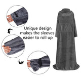 Portable Blanket with Sleeves Winter Soft Sherpa Weighted Blanket Sofa Blanket Adult Warm Long Lazy TV Blanket Plush Coat - Top-Down View