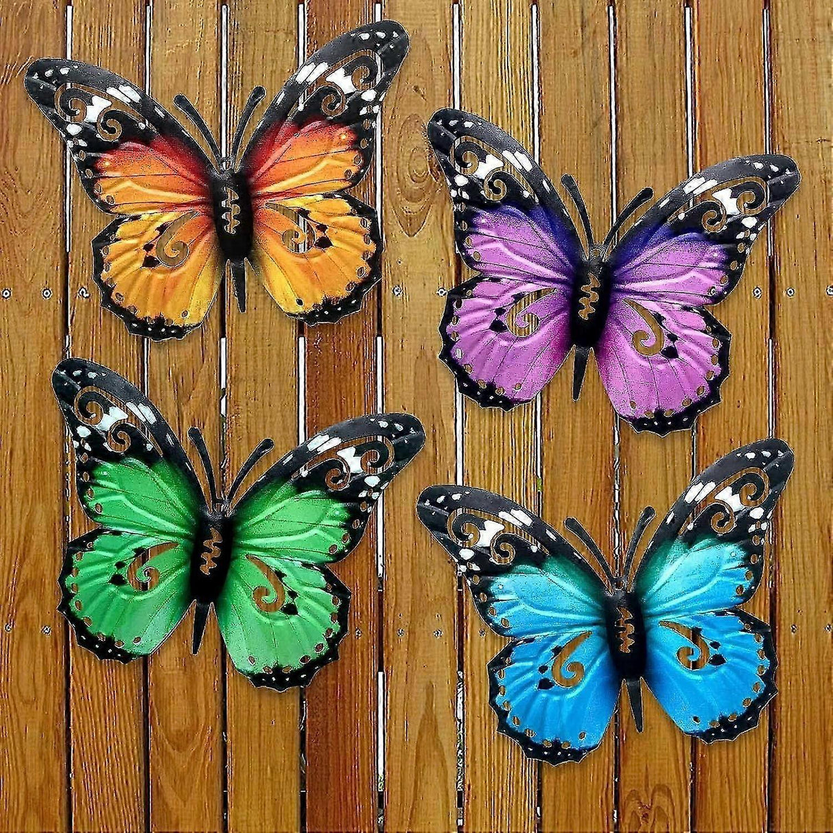 Butterfly Wall Decor 10.6 Inch Metal Indoor Outdoor Hanging Art for Patio Garden Yard Fence Home Living Room