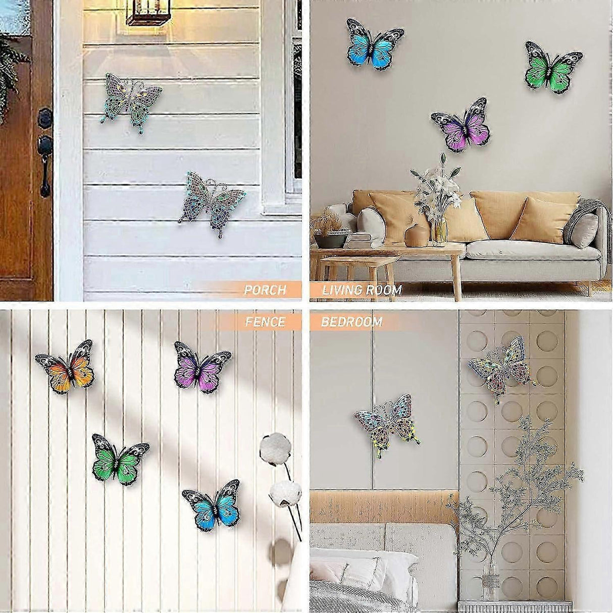 Butterfly Wall Decor 10.6 Inch Metal Indoor Outdoor Hanging Art for Patio Garden Yard Fence Home Living Room