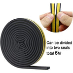 Black 6 meter D-profile Weather Strip, Door and Window Seal with Strong Adhesion, Soundproof and Weatherproof