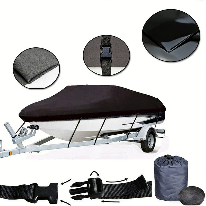 16-18ft Boat Cover Trailerable Marine Grade 600D Black