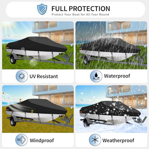 17-19FT：600cm*310cm Boat Cover Trailerable Marine Grade 210D grey