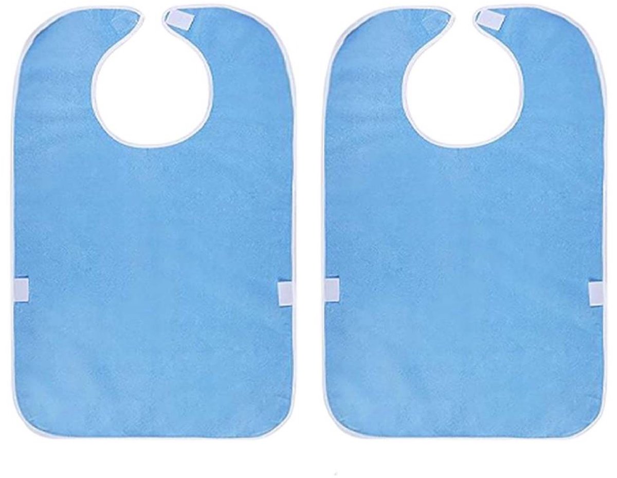 2-Pack - Stain-Resistant Feeding Bibs - Adjustable - Elderly Care Bibs - Light Blue