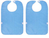 2-Pack - Stain-Resistant Feeding Bibs - Adjustable - Elderly Care Bibs - Light Blue